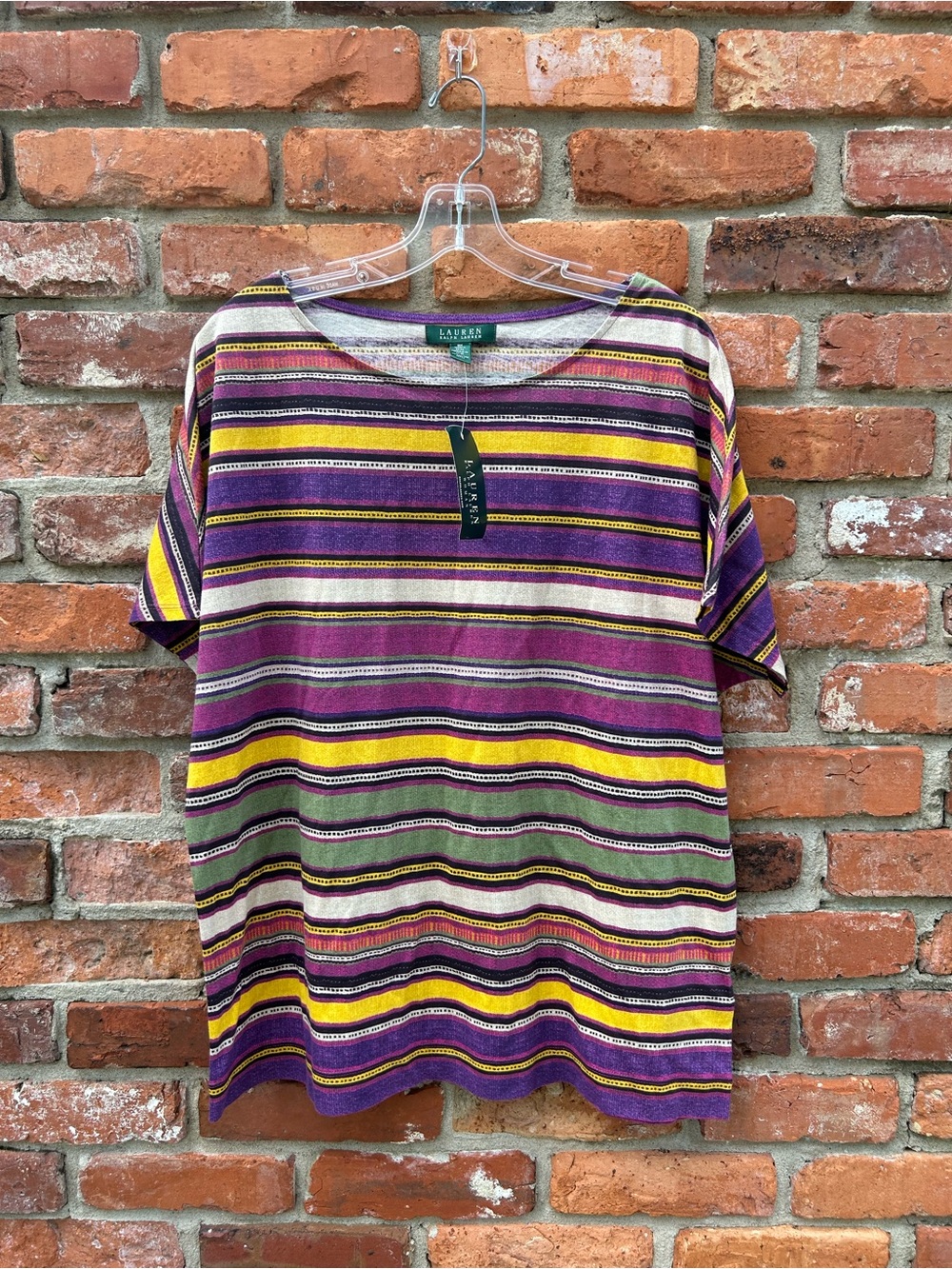 Lauren Ralph Lauren NWT Purple Stripe Short-Sleeve Women’s 2X